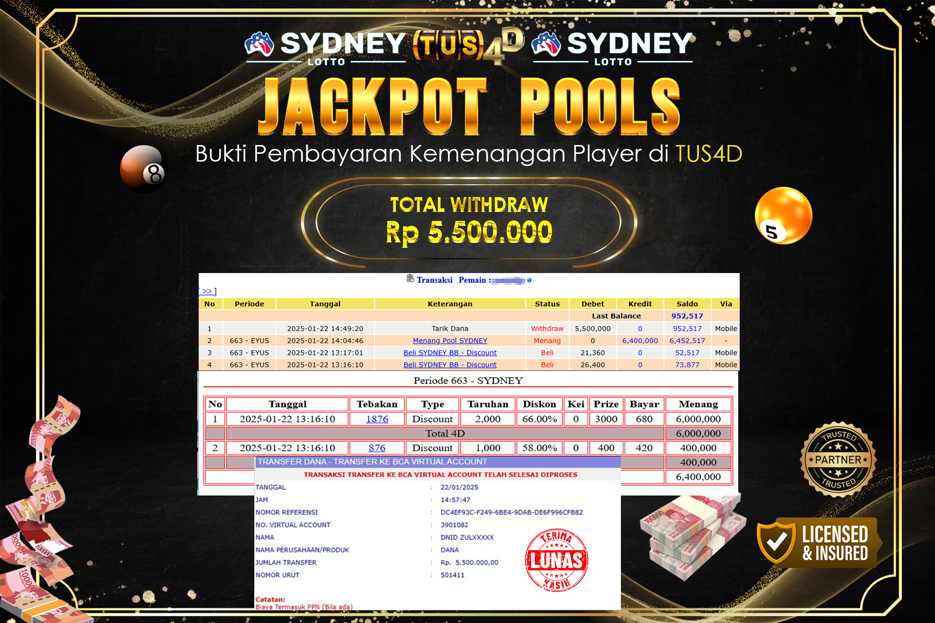 TUS4D JACKPOT TOGEL HONGKONG LOTTO Rp5,500,000.,- LUNAS