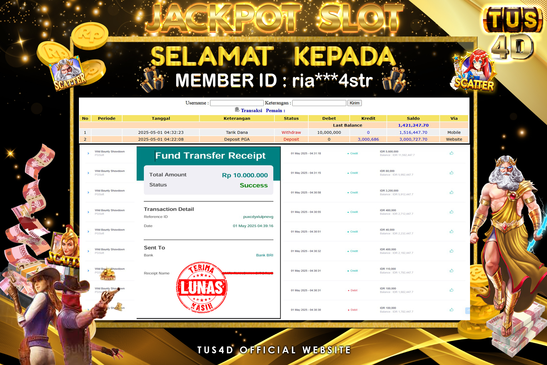 TUS4D JACKPOT SLOT Wild Bounty Showdown Rp 10.000.000.,- LUNAS